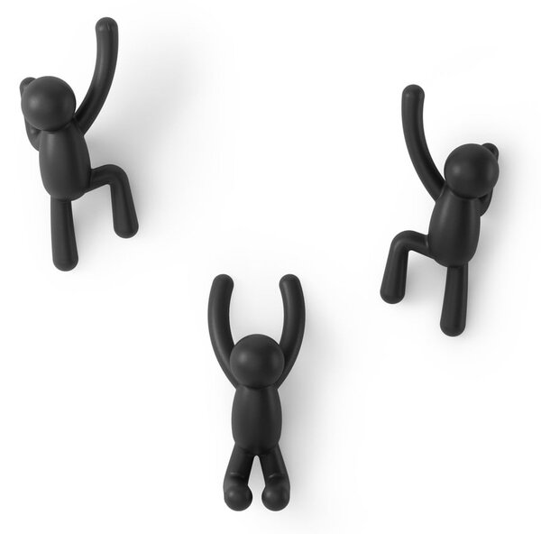 Cârlige 3 buc. de montat pe perete din plastic Buddy – Umbra