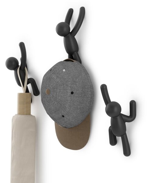 Cârlige 3 buc. de montat pe perete din plastic Buddy – Umbra