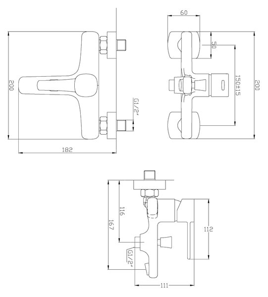 Invena Glamour baterie cadă-duș perete cupru BW02014
