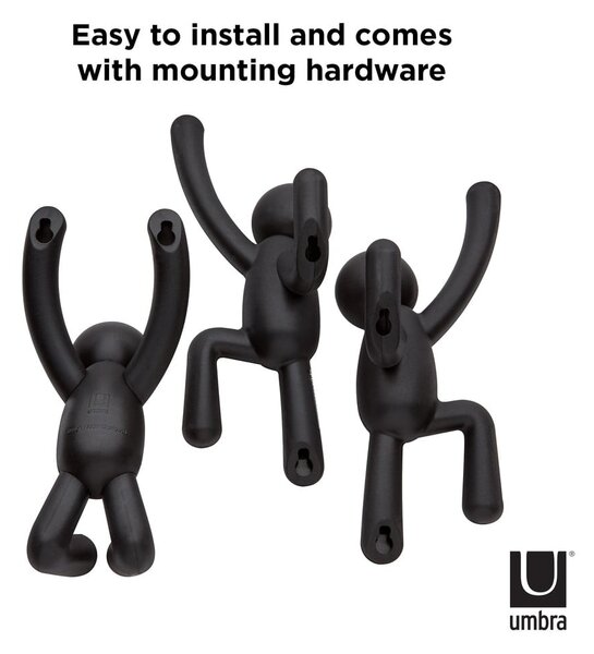 Cârlige 3 buc. de montat pe perete din plastic Buddy – Umbra