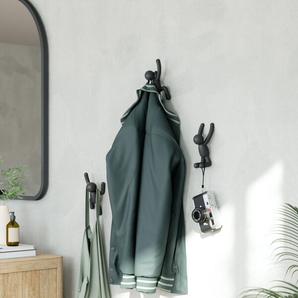 Cârlige 3 buc. de montat pe perete din plastic Buddy – Umbra