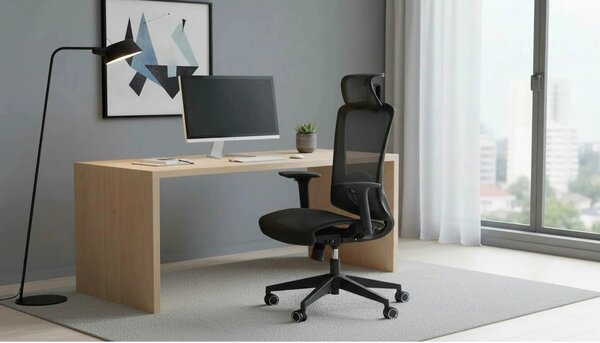 Scaun birou GOLIAT, negru, stofa clasica, 63x63x125 cm
