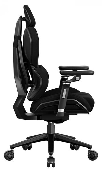 RXGAMER K6-6001 Scaun ergonomic, cotiere 5D, tetiera 2D, mecanism multifunctional inclinare/blocare, pivotant, Textil, Negru