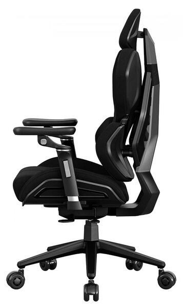 RXGAMER K6-6001 Scaun ergonomic, cotiere 5D, tetiera 2D, mecanism multifunctional inclinare/blocare, pivotant, Textil, Negru
