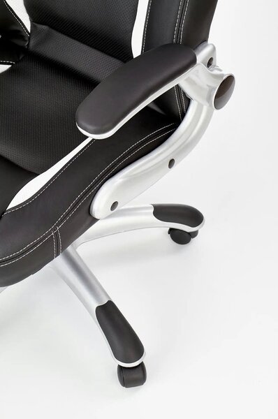 Scaun de birou SATURN, negru, piele ecologica perforata, 67x65x112/120