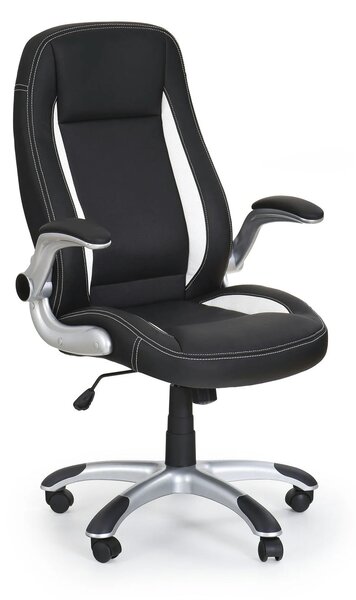Scaun de birou SATURN, negru, piele ecologica perforata, 67x65x112/120