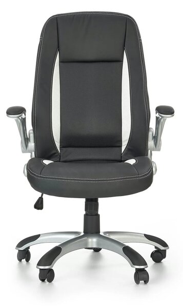 Scaun de birou SATURN, negru, piele ecologica perforata, 67x65x112/120