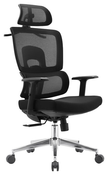 LUCKY-V4 Scaun ergonomic, suport lombar, tetiera 2D, umeras, Negru