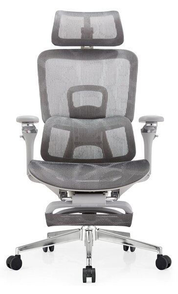 SYBERGO HUMAN PRO Scaun ergonomic, suport lombar, sezut translatie, cotiere 3D, suport picioare, Full Mesh, Gri