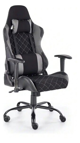 Scaun gaming DRAKE, negru/gri, stofa, 69x62x127/134 cm
