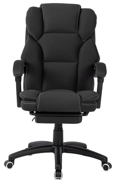 Scaun directorial, masaj lombar, spatar rabatabil, suport pentru picioare, material textil auto premium, Negru