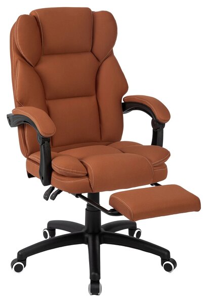 Scaun directorial, masaj lombar, spatar rabatabil, suport pentru picioare, material textil premium, Maro