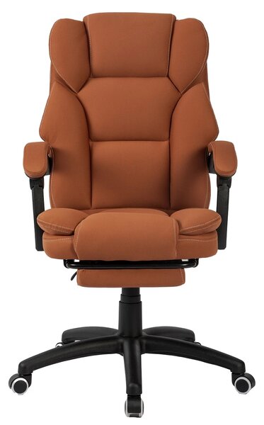 Scaun directorial, masaj lombar, spatar rabatabil, suport pentru picioare, material textil premium, Maro
