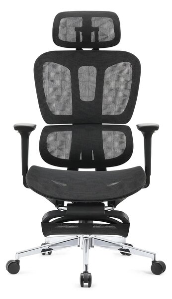 RESIGILAT- ERGOTHRONE Scaun ergonomic, cotiere 2D, suport picioare, Full Mesh, Negru