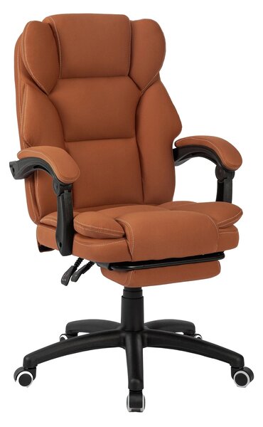Scaun directorial, masaj lombar, spatar rabatabil, suport pentru picioare, material textil premium, Maro