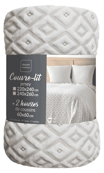 Set cuvertură și față de pernă alb-bej din jerseu 240x260 cm Joana – douceur d'intérieur