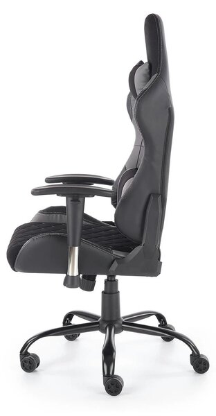Scaun gaming DRAKE, negru/gri, stofa, 69x62x127/134 cm