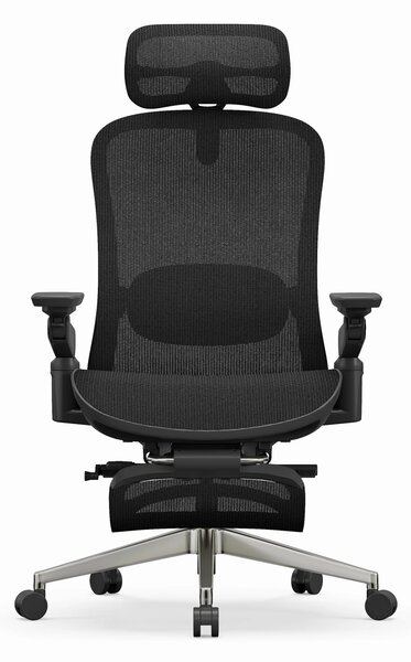 SYNO-H-MF Scaun ergonomic, suport lombar cu Masaj, sezut translatabil, cotiere 6D, tetiera 2D, suport picioare, Mesh, Negru