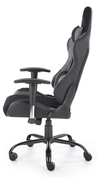 Scaun gaming DRAKE, negru/gri, stofa, 69x62x127/134 cm