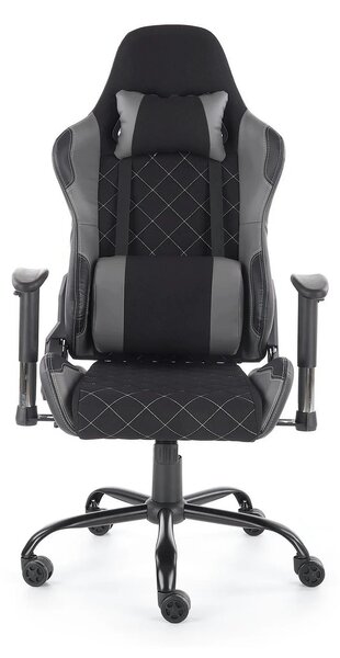 Scaun gaming DRAKE, negru/gri, stofa, 69x62x127/134 cm