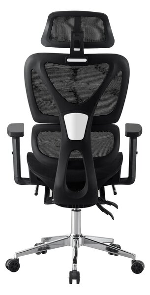 RIGACHAIR Scaun ergonomic, cotiere 2D, tetiera 2D, recliner 155°, suport picioare, Full Mesh, Negru