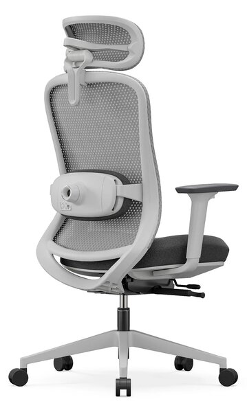 SYNO-HG Scaun ergonomic, suport lombar cu Masaj, sezut translatabil, cotiere 3D, tetiera 2D, Mesh/textil, Gri