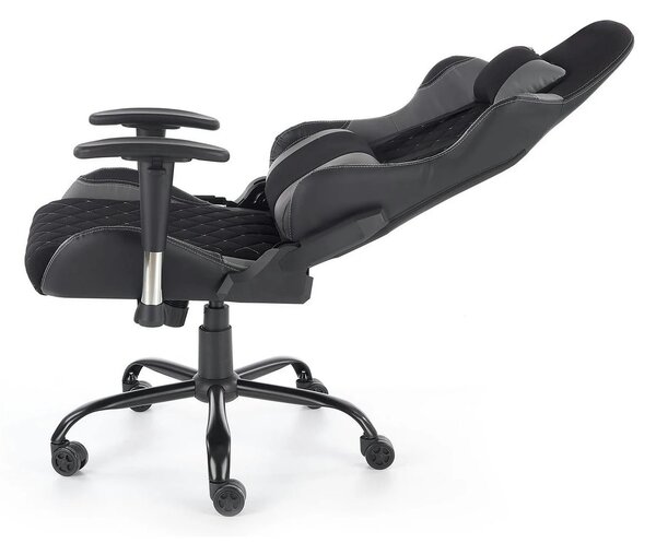 Scaun gaming DRAKE, negru/gri, stofa, 69x62x127/134 cm