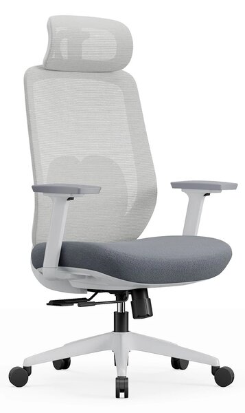 VELA-HW Scaun ergonomic, sezut translatabil, cotiere 3D, tetiera 2D, Mesh/textil, Gri