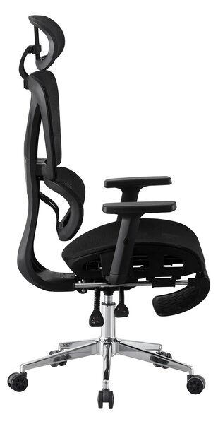 RIGACHAIR Scaun ergonomic, cotiere 2D, tetiera 2D, recliner 155°, suport picioare, Full Mesh, Negru