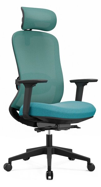 SYNO-H Scaun ergonomic, suport lombar cu Masaj, sezut translatabil, cotiere 3D, tetiera 4D, Mesh/textil, Albastru