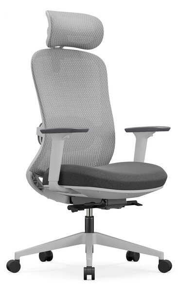 SYNO-HG Scaun ergonomic, suport lombar cu Masaj, sezut translatabil, cotiere 3D, tetiera 2D, Mesh/textil, Gri