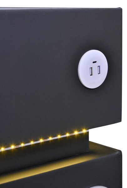 Noptieră inteligentă multifuncțională, sertar tip seif cu parolă, încărcare Wireless, difuzor Bluetooth, iluminare LED touch în 3 culori, Negru