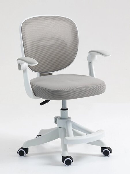 Scaun ergonomic pentru copii, suport lombar, suport picioare reglabil, rotativ, Gri