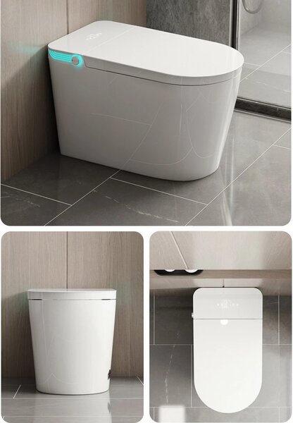 Smart WC 939 – Vas de Toaletă Inteligent cu Bideu, Sterilizare UV, Deschidere/Închidere automată, Senzor picior, Control inteligent al Temperaturii, Uscare aer cald, Iluminare de noapte, Afișaj LED, Telecomandă, Ceramică, Alb