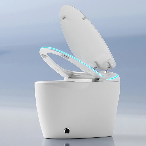 Smart WC 911 – Vas de Toaletă Inteligent cu Bideu, Sterilizare UV, Deschidere/Închidere automată, Senzor picior, Control inteligent al Temperaturii, Uscare aer cald, Iluminare de noapte, Afișaj LED, Telecomandă, Ceramică, Alb