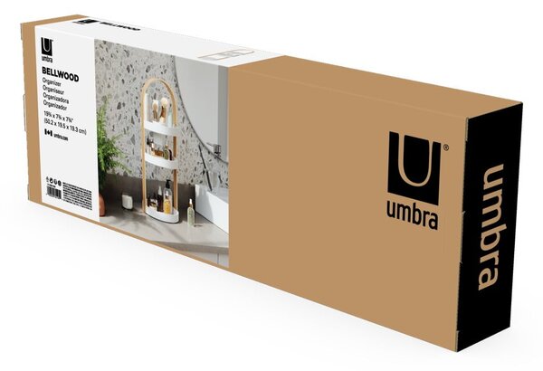 Organizator de baie alb/în culoare naturală din lemn Bellwood – Umbra