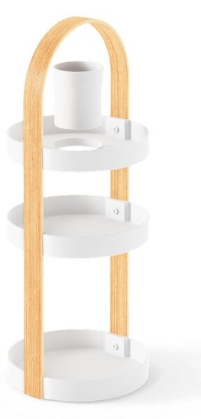 Organizator de baie alb/în culoare naturală din lemn Bellwood – Umbra