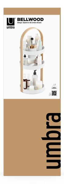 Organizator de baie alb/în culoare naturală din lemn Bellwood – Umbra