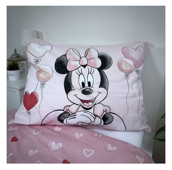 Lenjerie de pat pentru copii roz din bumbac pentru pat de o persoană 140x200 cm Minnie "Balloon" – Jerry Fabrics