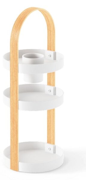 Organizator de baie alb/în culoare naturală din lemn Bellwood – Umbra
