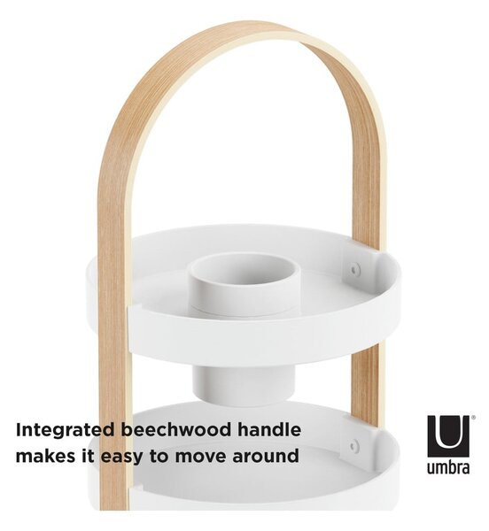 Organizator de baie alb/în culoare naturală din lemn Bellwood – Umbra