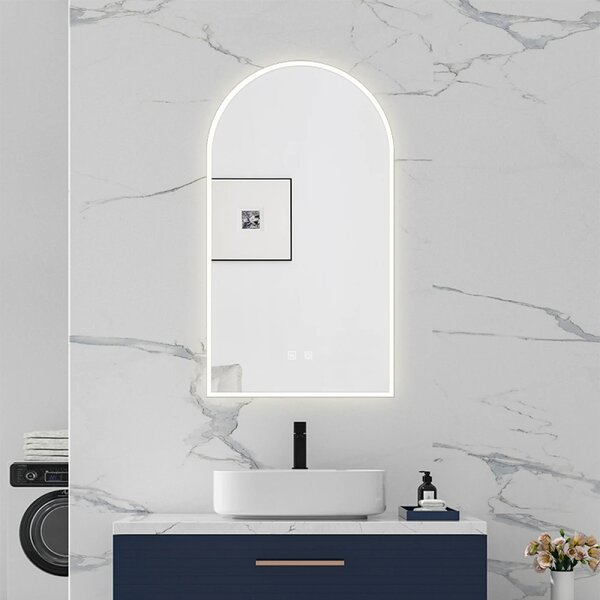 Oglindă baie, Multifuncțională, Iluminare LED Touch, Intensitate reglabila, Sistem Dezaburire, 45x80 cm