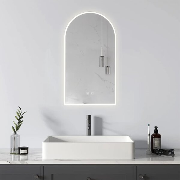 Oglindă baie, Multifuncțională, Iluminare LED Touch, Intensitate reglabila, Sistem Dezaburire, 45x80 cm