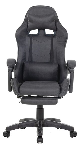 Scaun gaming, masaj în perna lombară, suport picioare, textil, Negru