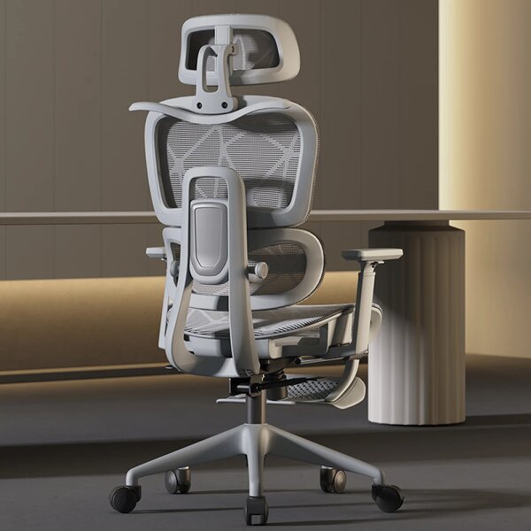 Scaun ergonomic, functie translatie sezut, cotiere reglabile 3D, tetiera 3D, suport lombar reglabil, spătar reglabil inaltime, pivotant, suport picioare, Gri