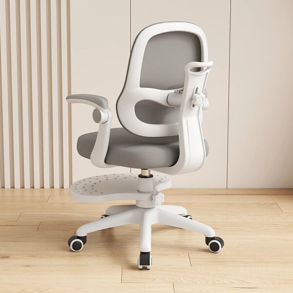 Scaun ergonomic pentru copii, spatar reglabil adancime, suport picioare reglabil, rotativ, Gri