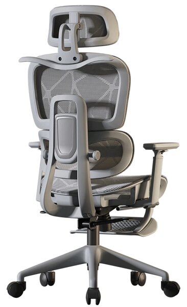 Scaun ergonomic, functie translatie sezut, cotiere reglabile 3D, tetiera 3D, suport lombar reglabil, spătar reglabil inaltime, pivotant, suport picioare, Gri