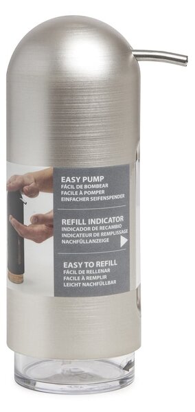 Dozator de săpun lichid argintiu din plastic 350 ml Penguin – Umbra