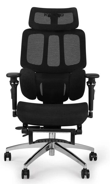 Scaun ergonomic MUSSO H80 PRO, șezut translatabil, cotiere 6D, suport lombar dinamic, spătar reglabil înălțime, tetieră 3D, suport picioare, mecanism multifunctional inclinare/blocare, pivotant, Mesh, Negru
