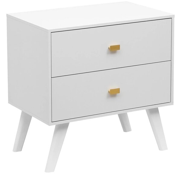 Noptieră cu 2 sertare, 63.5x40.5x63.5 cm, Alb